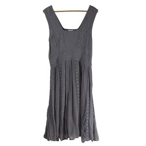 Sundance | Grey‎ Embroidered Lace Midi Dress Women's Size 10, Feminine, boho